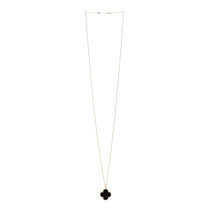 Van Cleef & Arpels 18K Yellow Gold Black Onyx Magic Alhambra Pendant Necklace 3 of 6