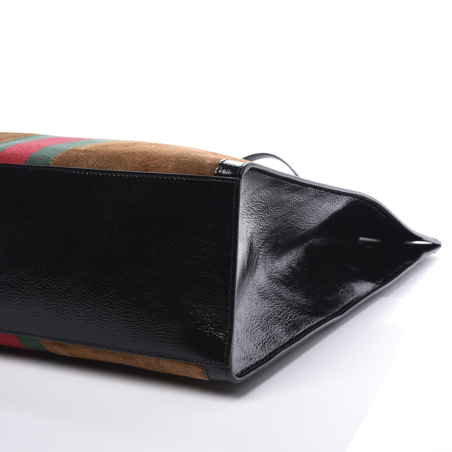 Suede Patent Web Ophidia Vertical Tote Nocciola Black