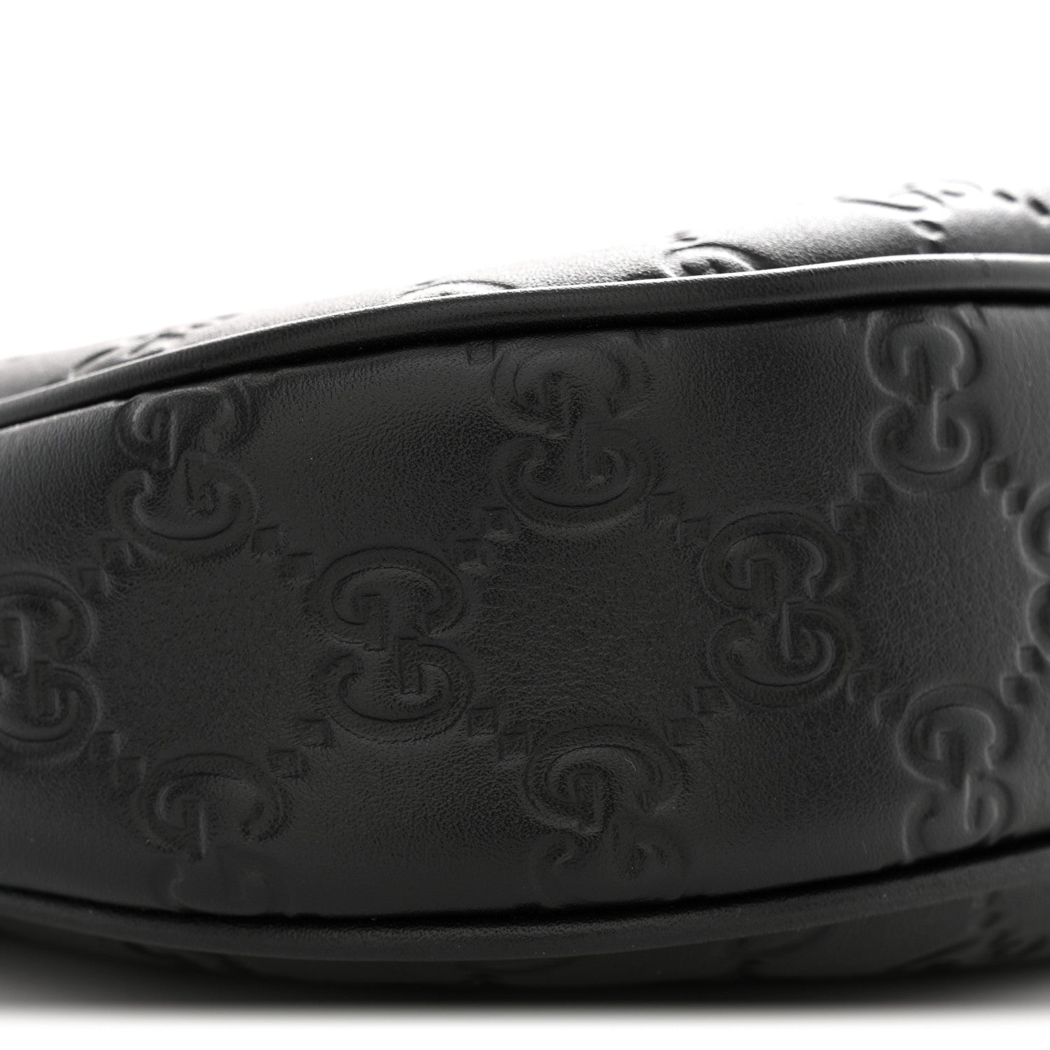 Gucci GG Grainy Calfskin Emblem Small Half Moon Shoulder Black 9 of 11
