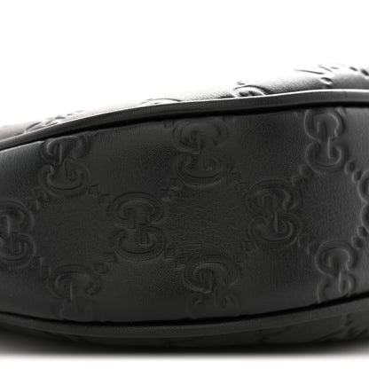 Gucci GG Grainy Calfskin Emblem Small Half Moon Shoulder Black 9 of 11