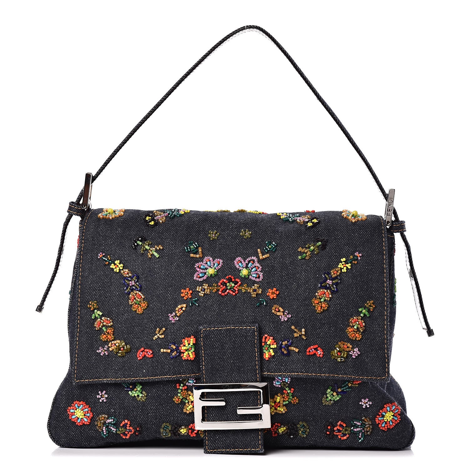 Fendi Denim Beaded Mama Baguette Blue 1 of 9