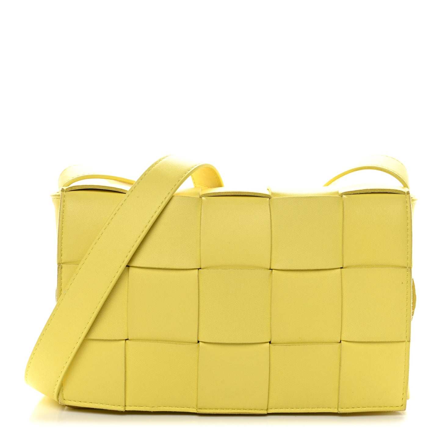 Lambskin Maxi Intrecciato Small Cassette Crossbody Bag Lemonade