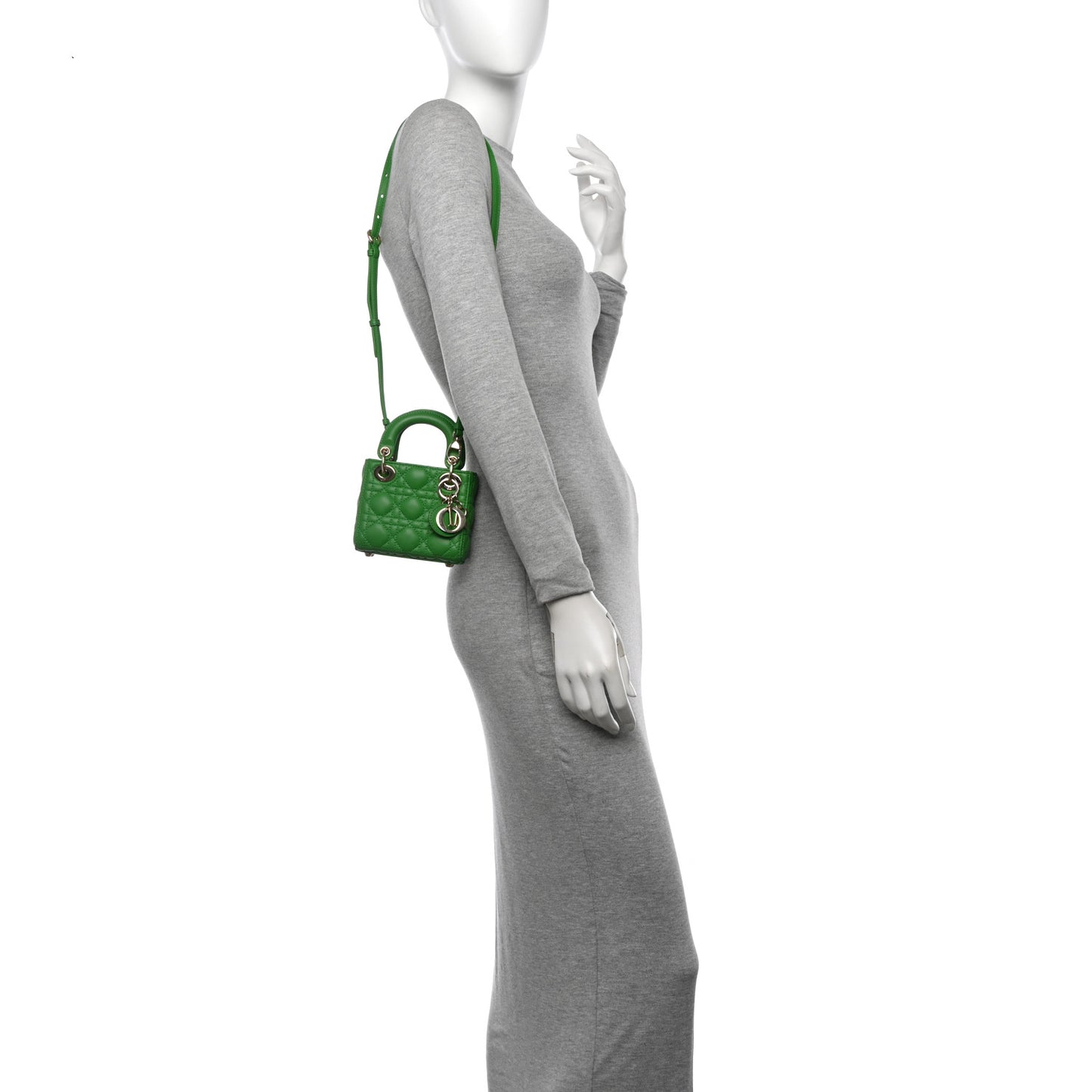 Lambskin Cannage Micro Lady Dior Green