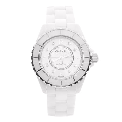 Chanel Stainless Steel Ceramic Diamond 38mm J12 Automatic Watch White 1 of 6