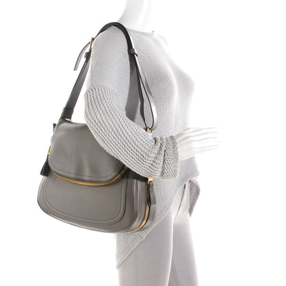 Tom Ford Pebbled Calfskin Large Jennifer Graphite 2 of 8