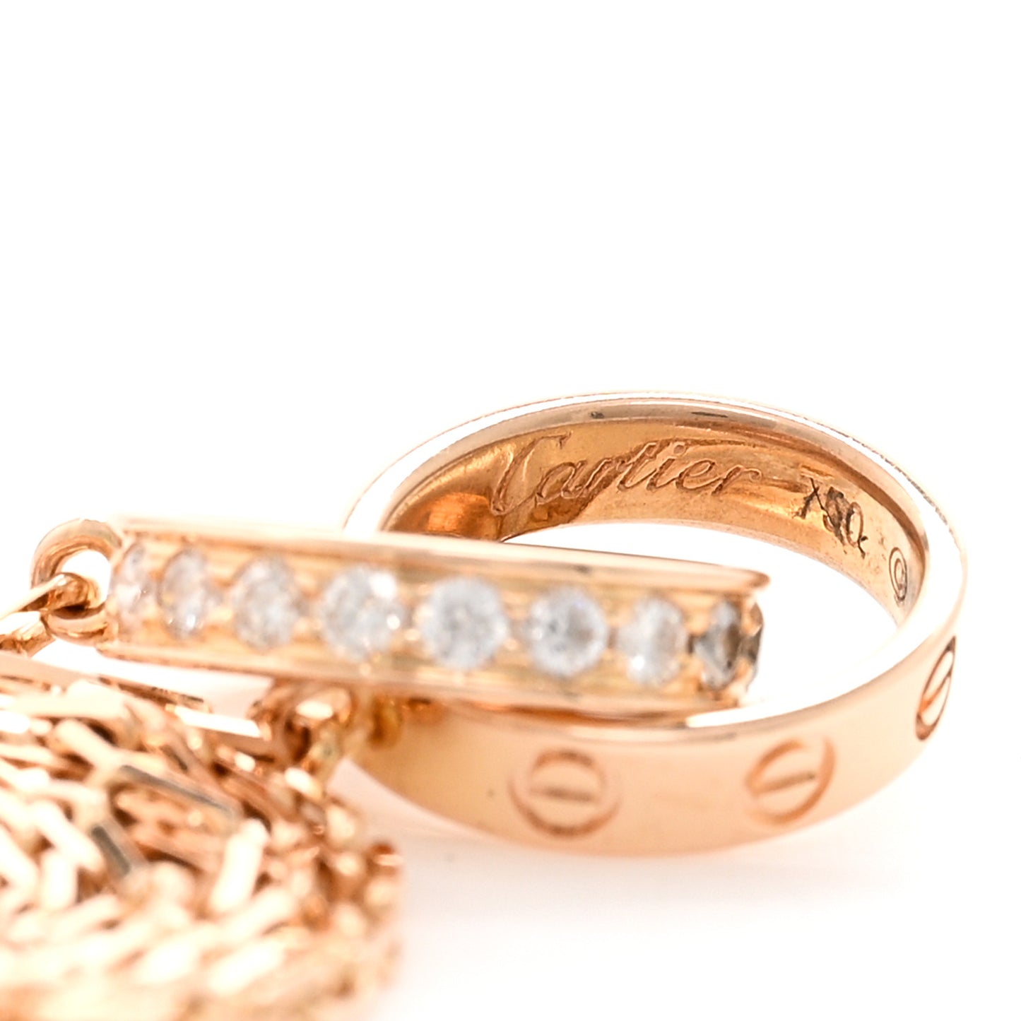 18K Pink Gold Diamond Interlocking LOVE Necklace