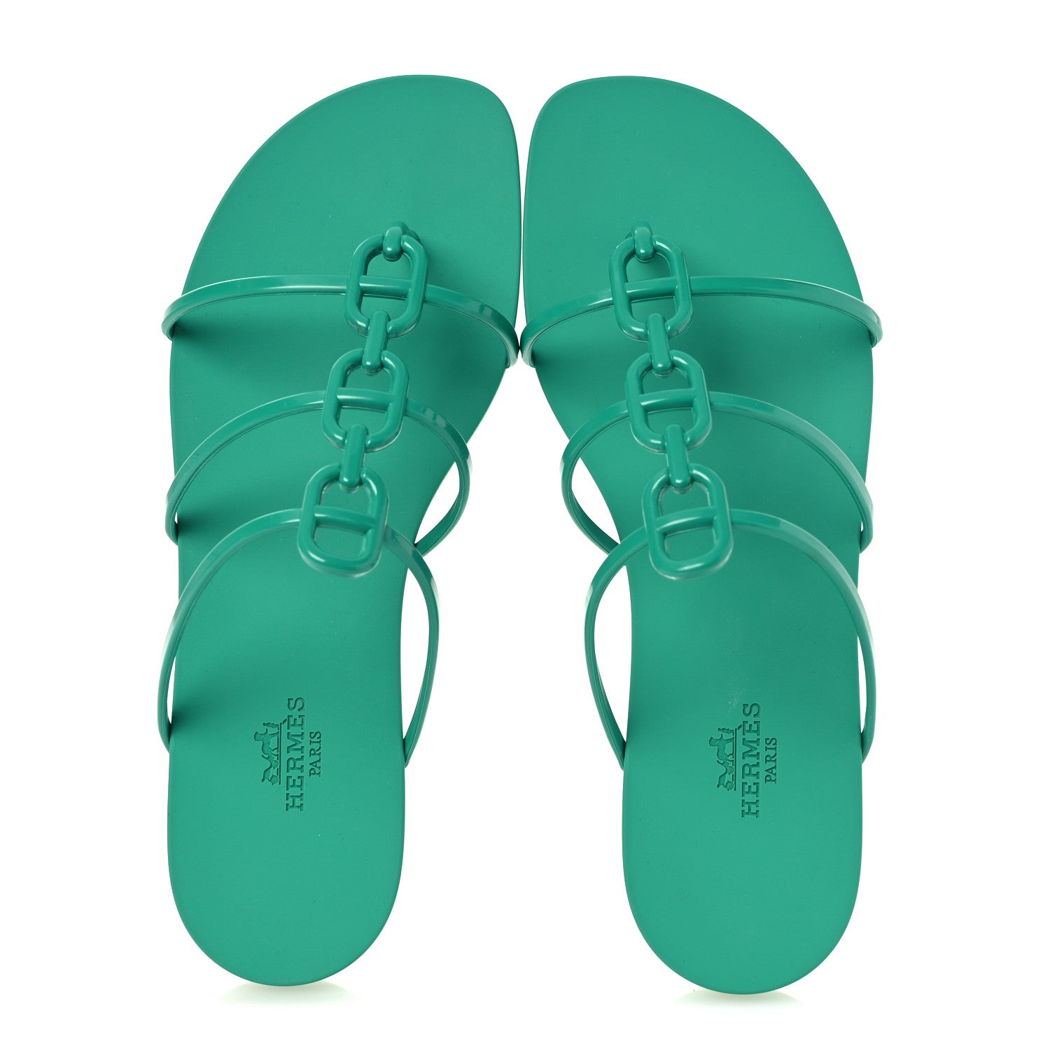 Hermes Rubber Womens Mykonos Sandals 38 Vert Tourmaline 2 of 11