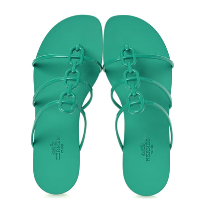 Hermes Rubber Womens Mykonos Sandals 38 Vert Tourmaline 2 of 11