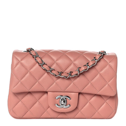 Chanel Lambskin Quilted Mini Rectangular Flap Dark Pink 1 of 9