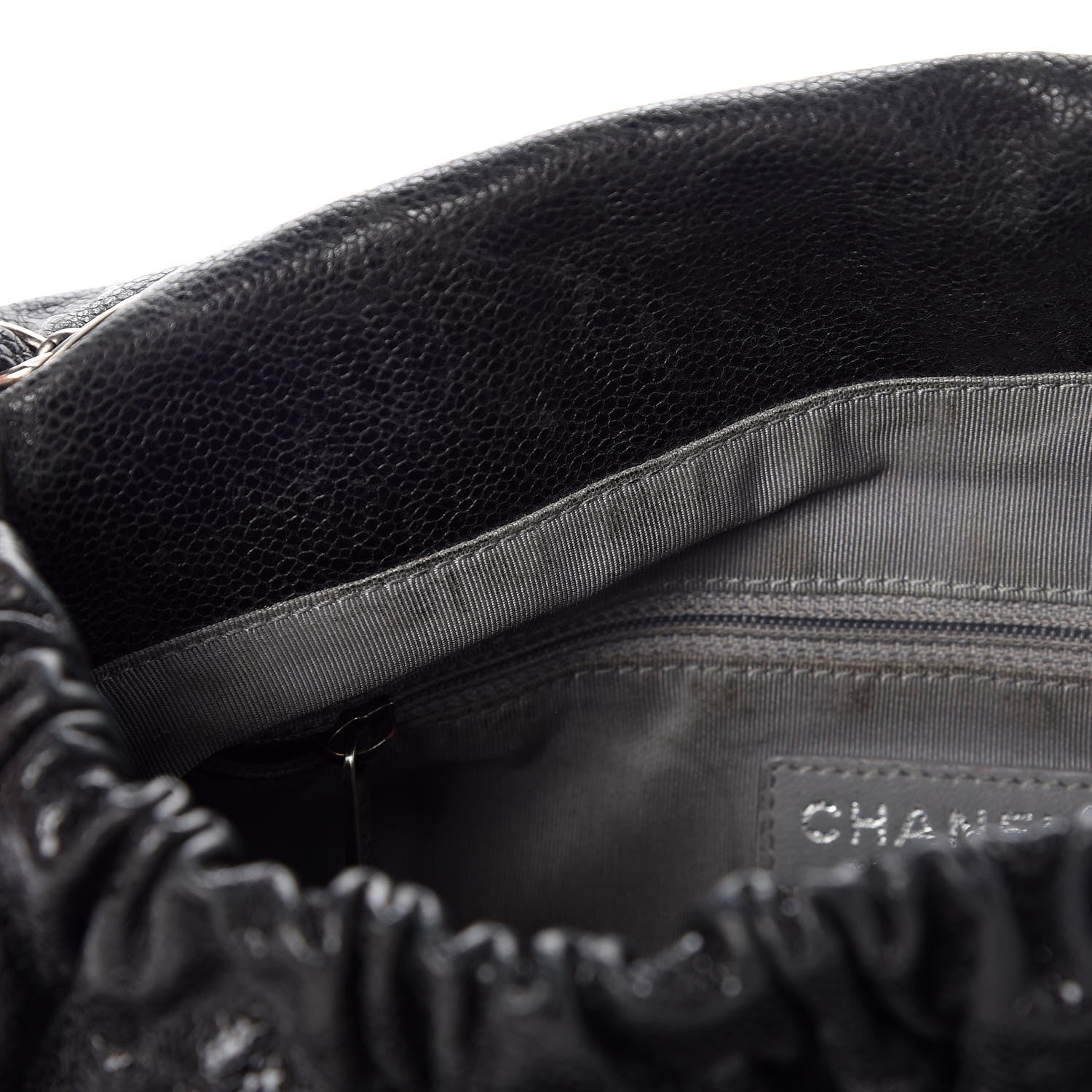 Chanel Crumpled Caviar Quilted Maxi Elastic Flap Black 9 of 15
