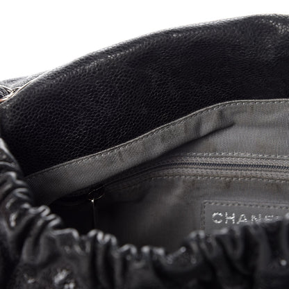Chanel Crumpled Caviar Quilted Maxi Elastic Flap Black 9 of 15