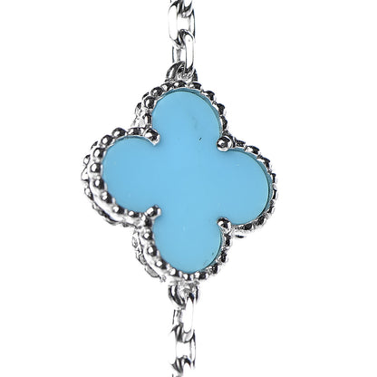 Van Cleef & Arpels 18K White Gold Turquoise 10 Motifs Vintage Alhambra Necklace 8 of 9