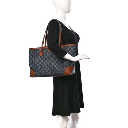 Gucci New Denim GG Monogram Medium Ophidia Shopping Tote Blue Tea Cuir 2 of 11