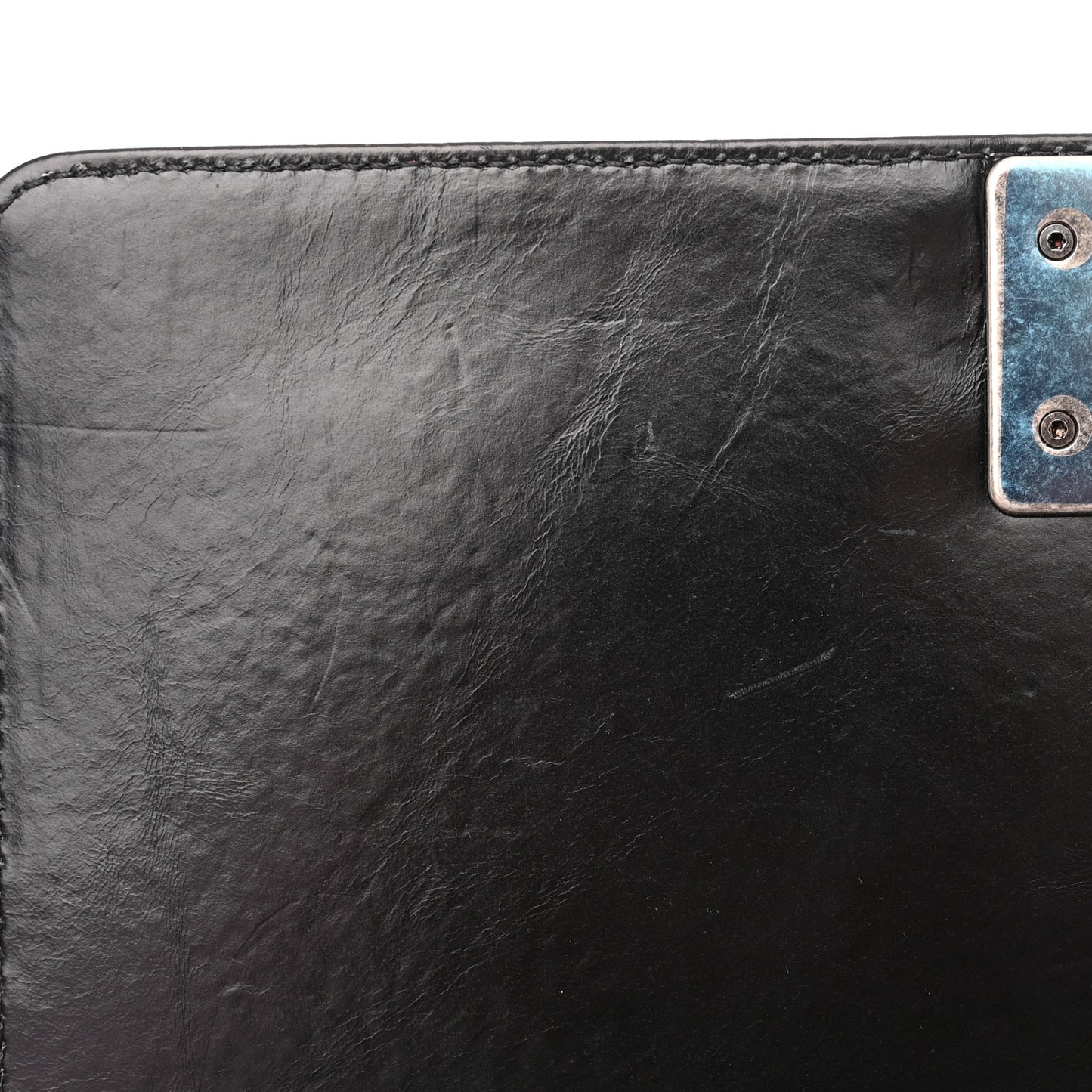 Glazed Calfskin Quilted Medium Chain Around Boy Flap Black