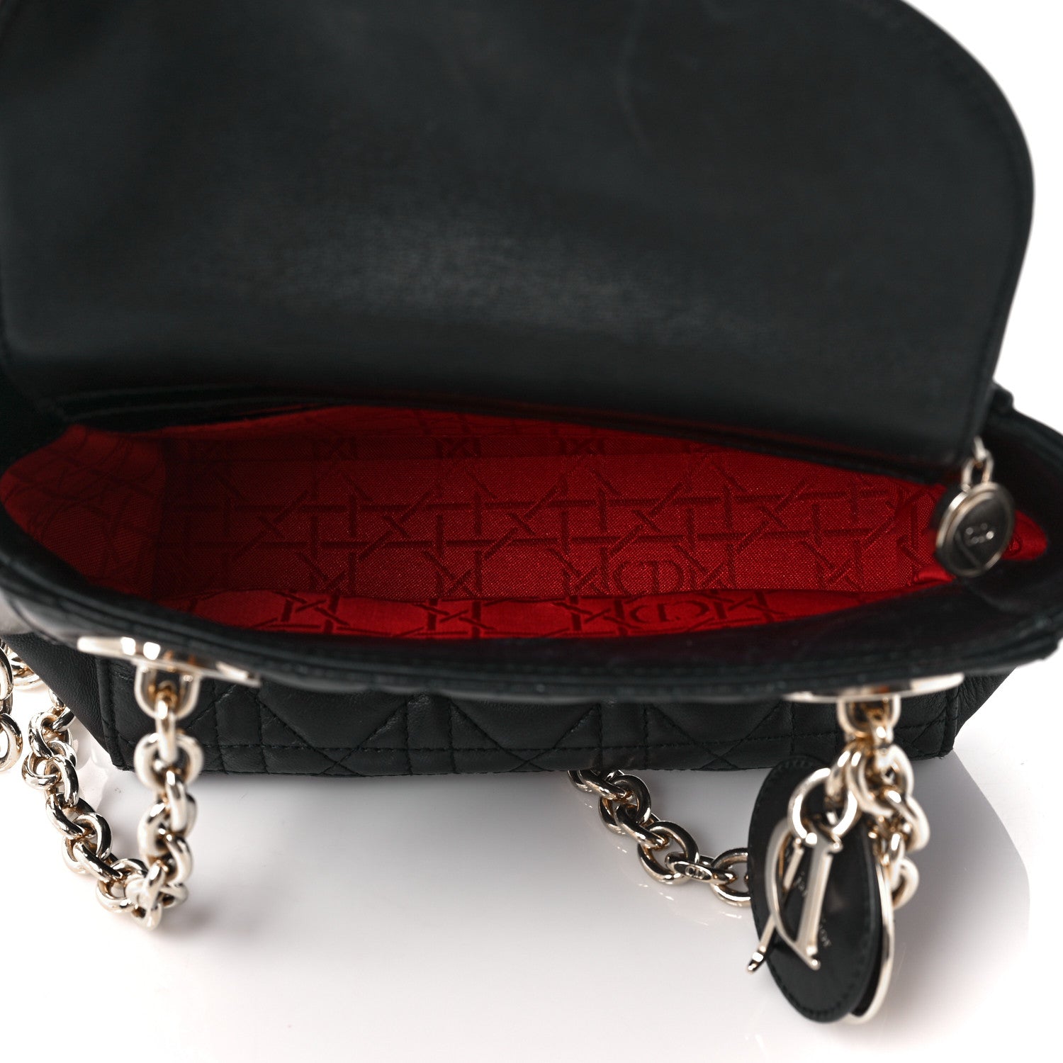 Christian Dior Lambskin Cannage Lady Dior Double Chain Bag Black 4 of 8