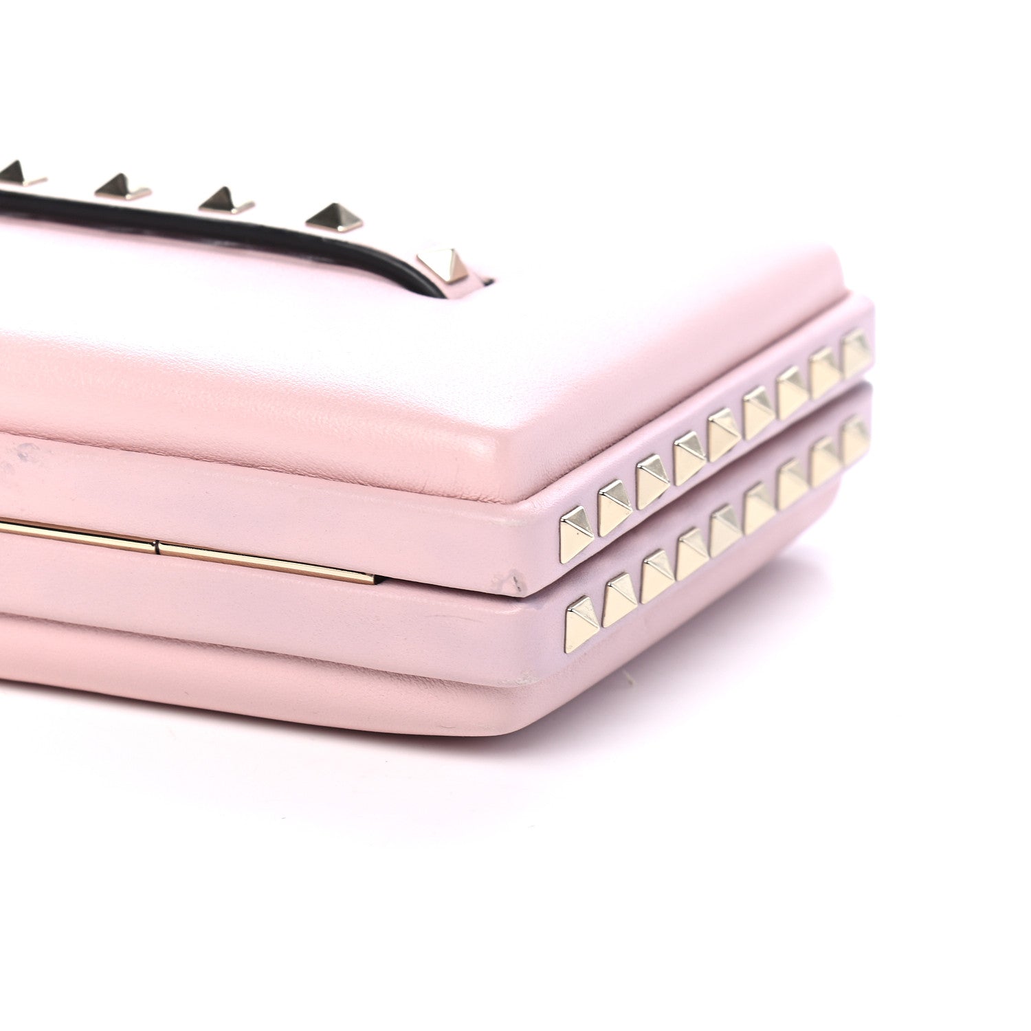 Valentino Garavani Vitello Rockstud Chain Clutch Water Rose 9 of 11