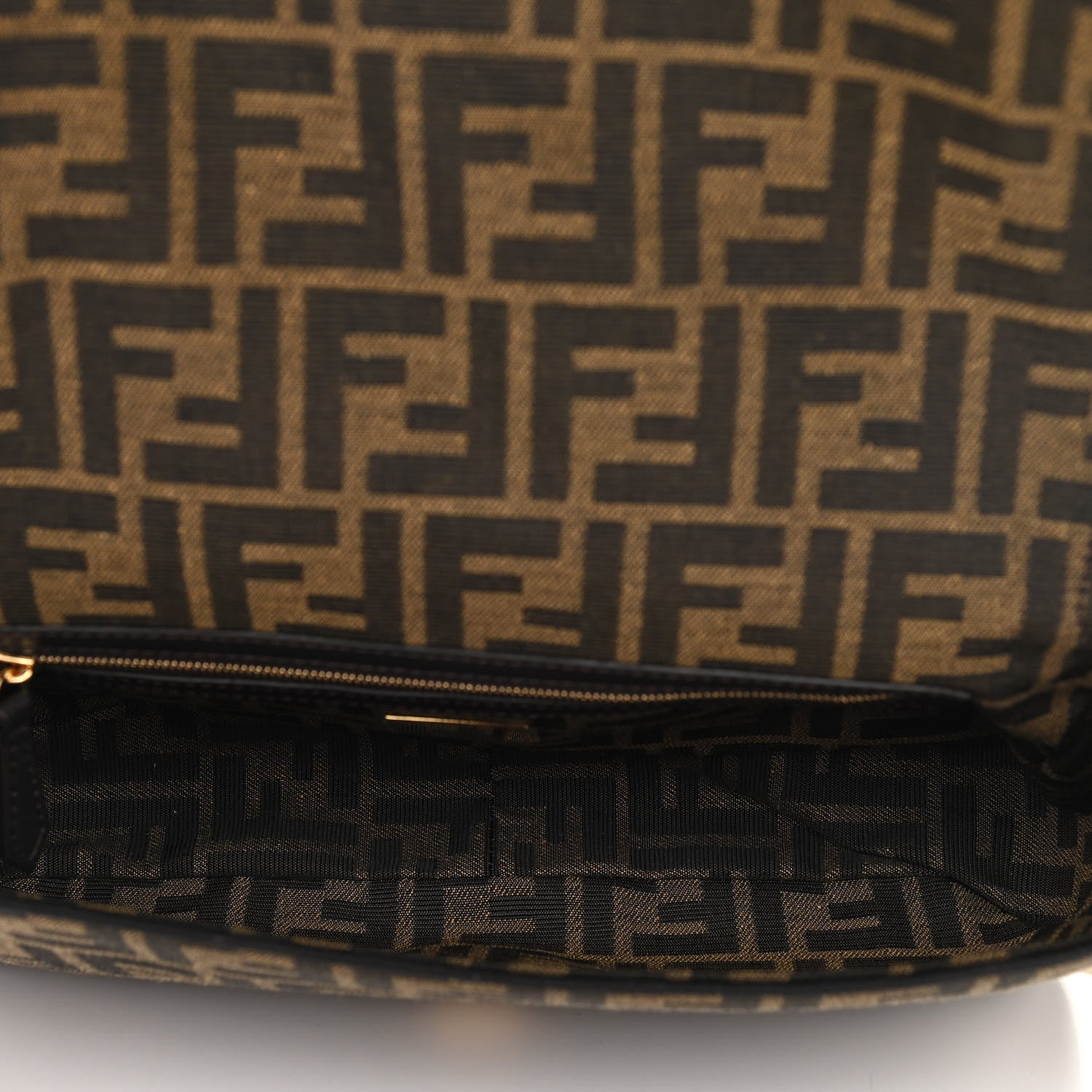 Fendi Fabric Jacquard FF 1974 Medium Baguette Tobacco Moro Black 5 of 9