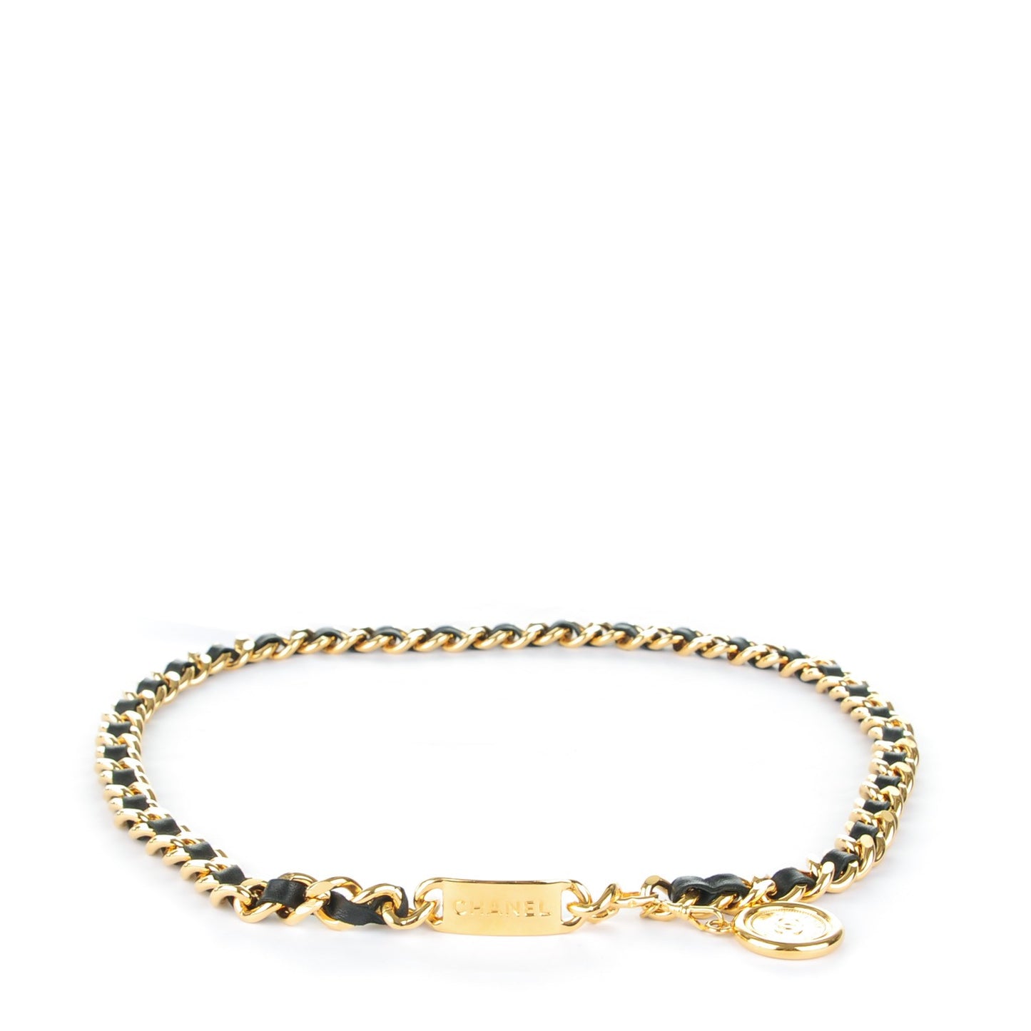 Lambskin Chain 31 Rue Cambon Medallion Belt Gold Black