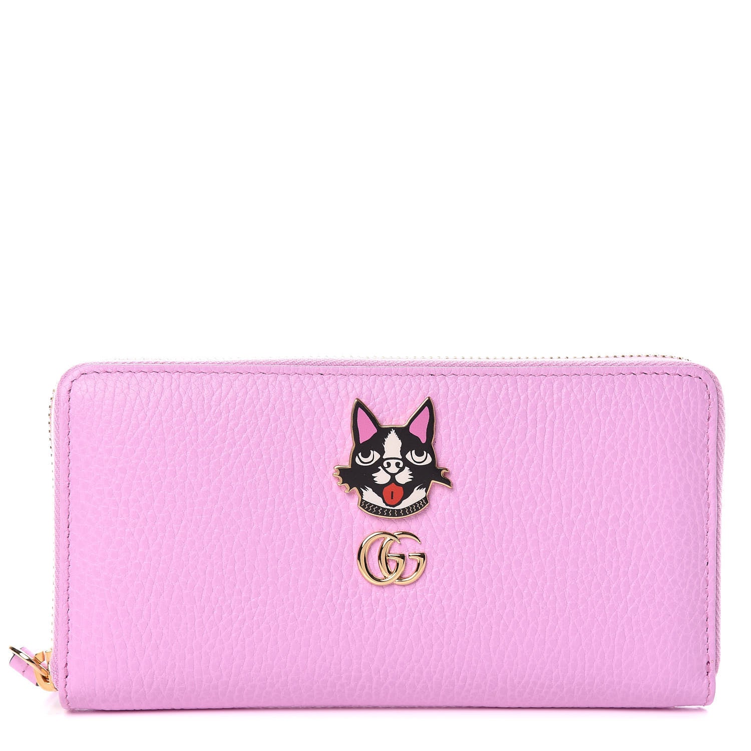 Gucci Dollar Calfskin GG Marmont Bosco Zip Around Wallet Malva 1 of 10