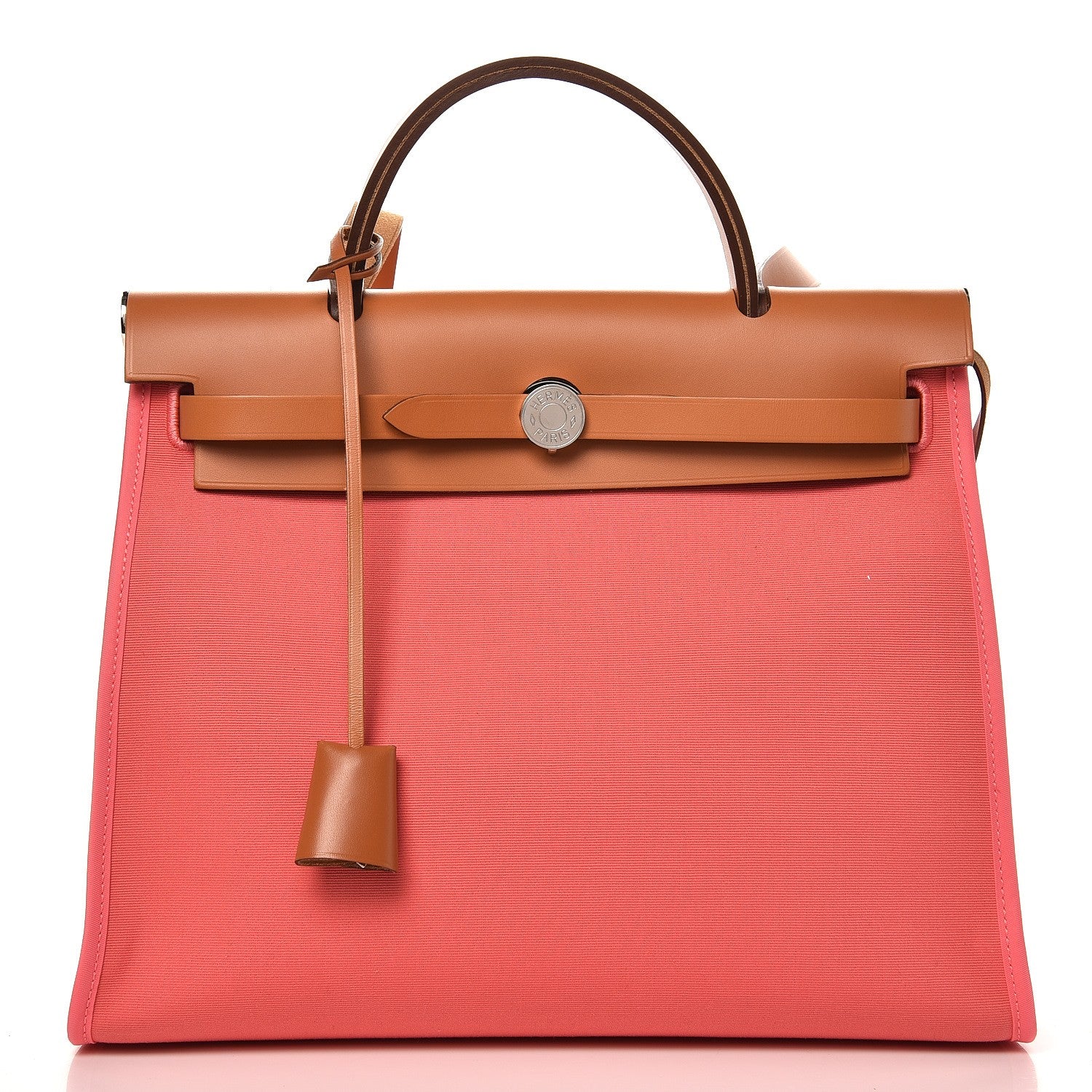 Hermes Vache Hunter Toile Herbag Zip 31 PM Rose Azalee Natural 3 of 9
