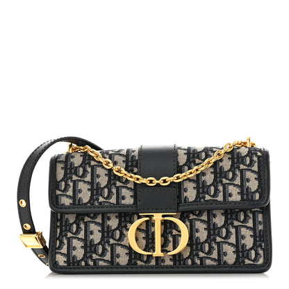 Christian Dior Oblique 30 Montaigne East West Chain Flap Bag Blue 1 of 10