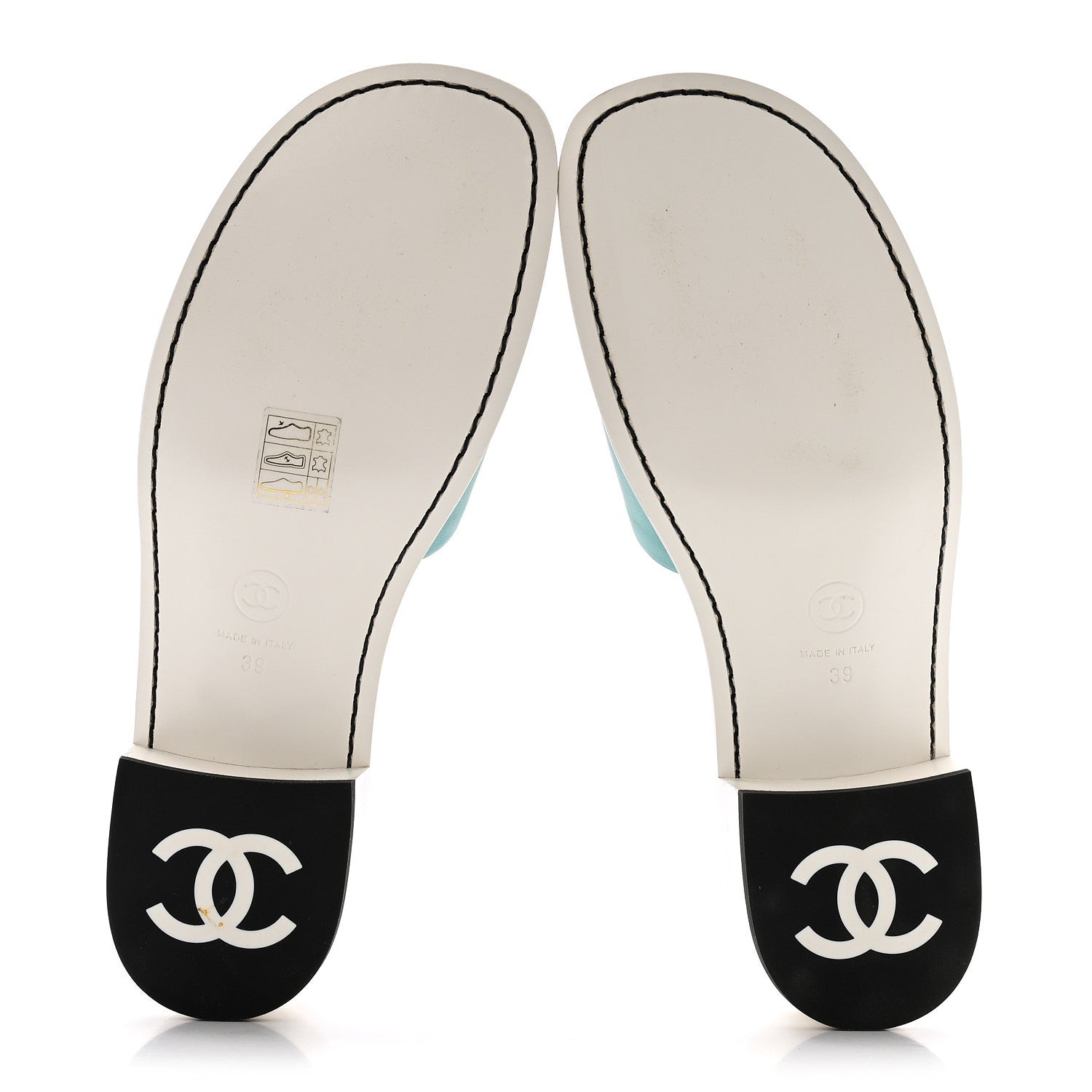 Chanel Calfskin CC Mules 39 Turquoise White 6 of 10