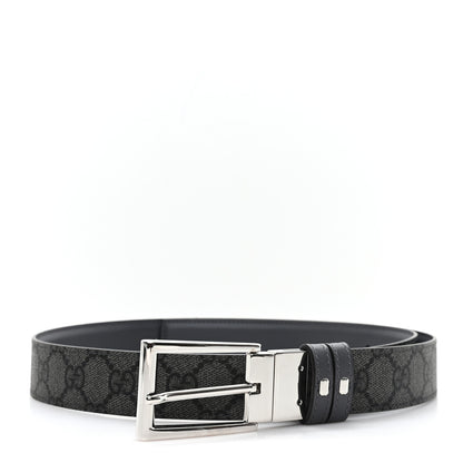 Gucci Selleria Calfskin GG Supreme Monogram Reversible Belt 95 38 Graphite Grey Black 1 of 5