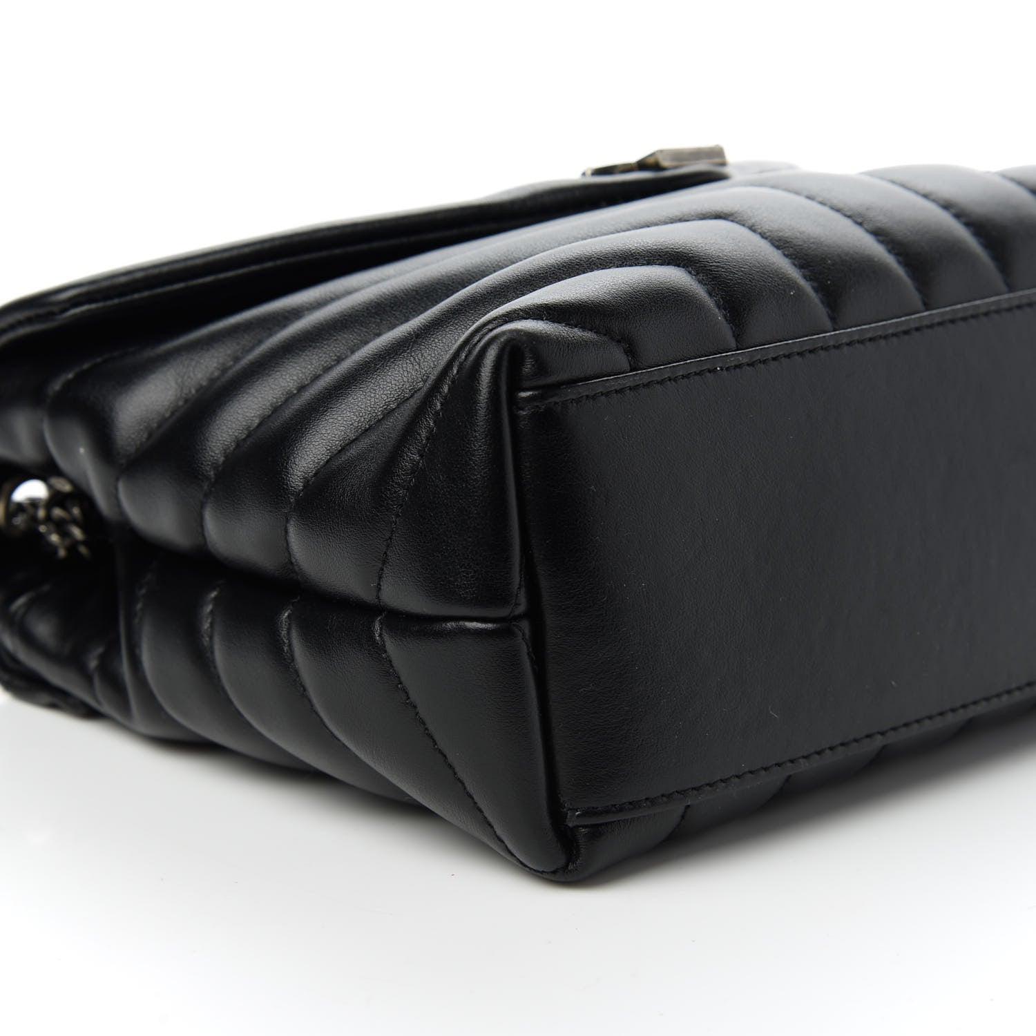 Saint Laurent Calfskin Y Quilted Monogram Small Charm Loulou Chain Satchel Black 6 of 10