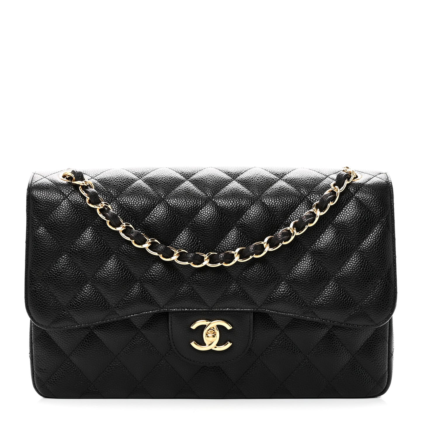 Caviar Quilted Jumbo Double Flap Black