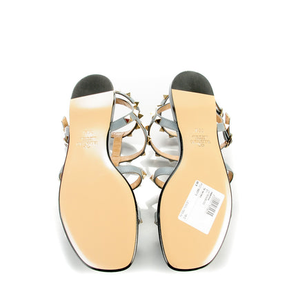 Valentino Garavani Calfskin Rockstud Gladiator Flat Sandals 36.5 Light Stone 7 of 9