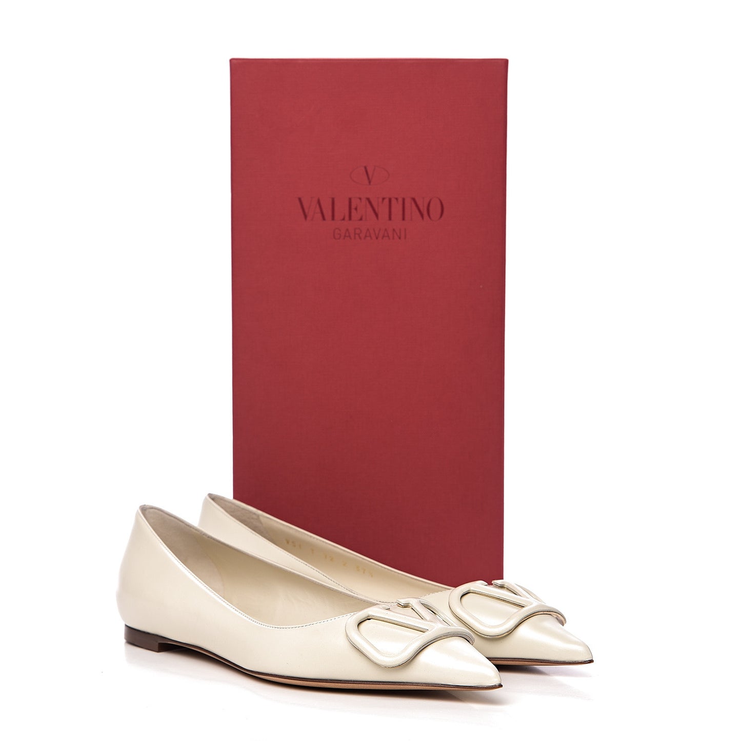 Nappa Vlogo Flats 37.5 Light Ivory