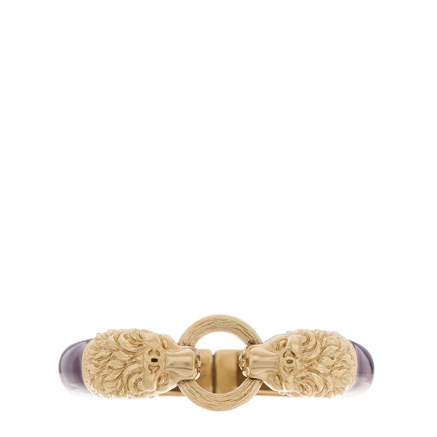 Enamel Lion Head Bracelet Purple Gold