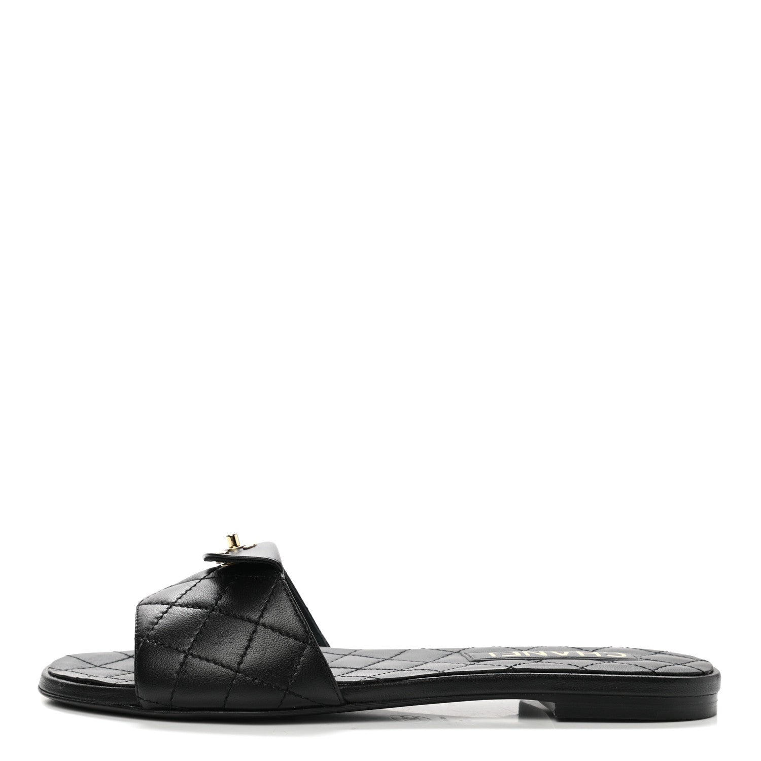 Chanel Lambskin Quilted CC Turnlock Sandals 38 Black 1 of 9