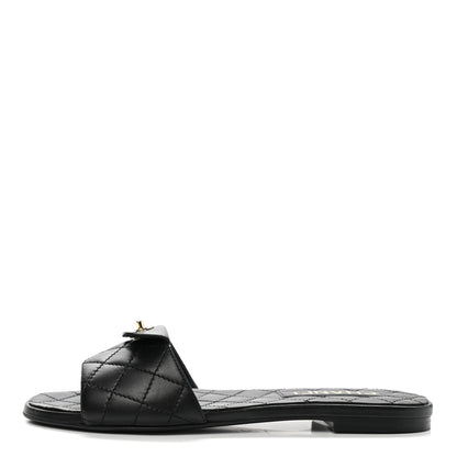 Chanel Lambskin Quilted CC Turnlock Sandals 38 Black 1 of 9