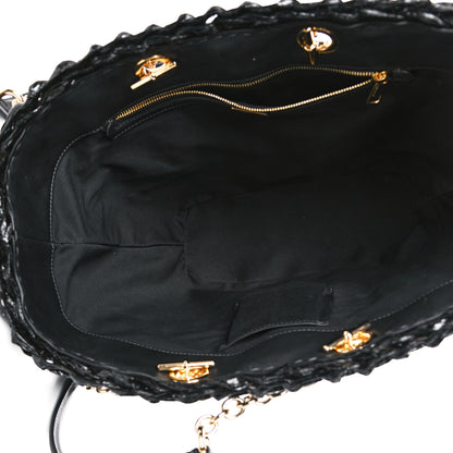 Dolce & Gabbana Vernice Vitello Raffia Woven Coffa Tote Black 5 of 11