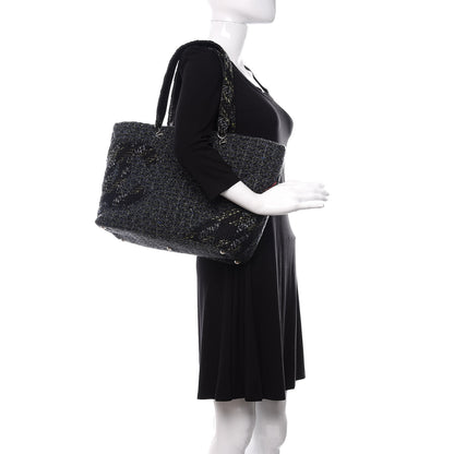 Chanel Tweed Quilted Large Cambon Tote Blue 2 of 10