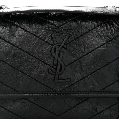 Saint Laurent Crinkled Lambskin Matelasse Monogram Baby Niki Chain Satchel Black 7 of 9