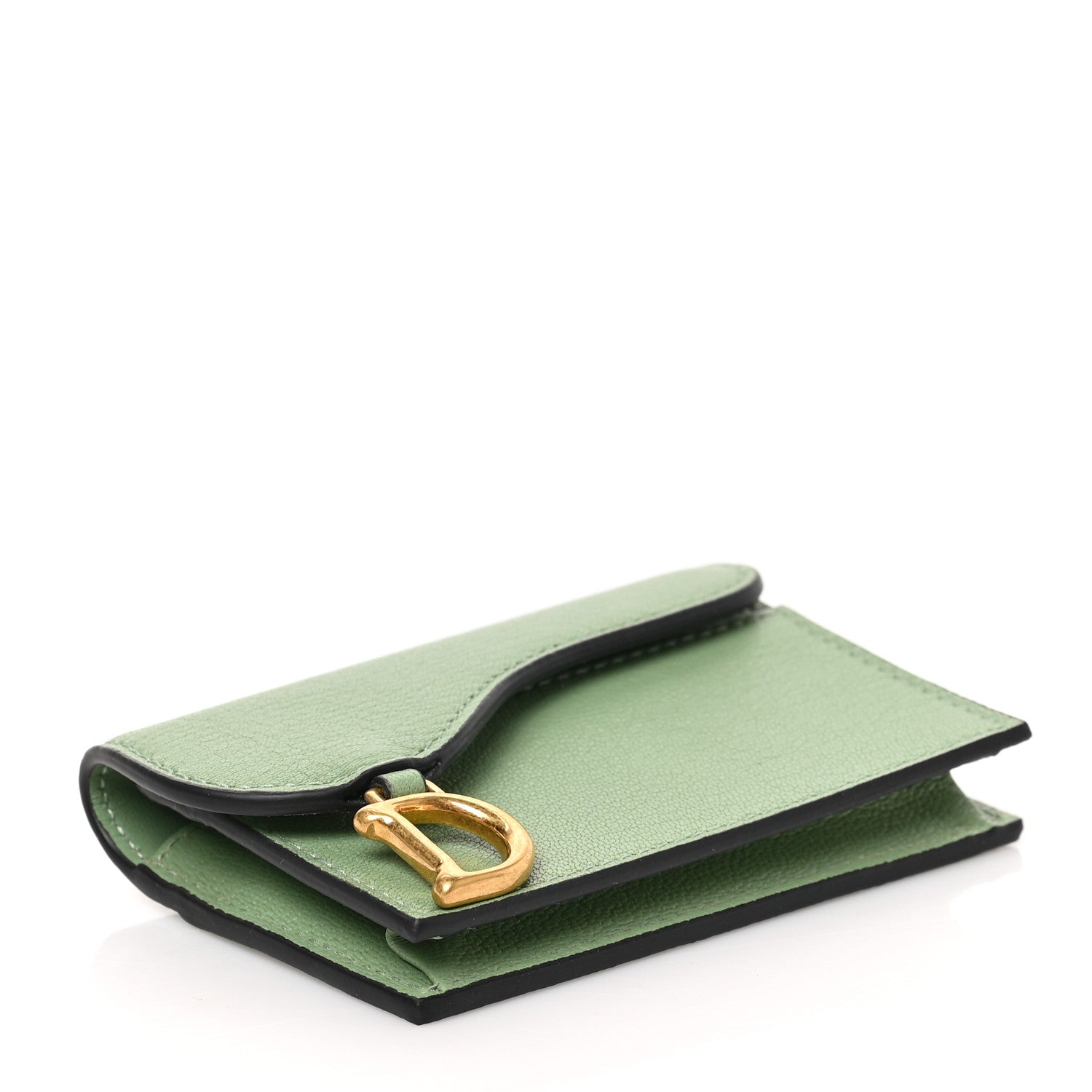 Christian Dior Goatskin Saddle Card Holder Light Green 4 of 7