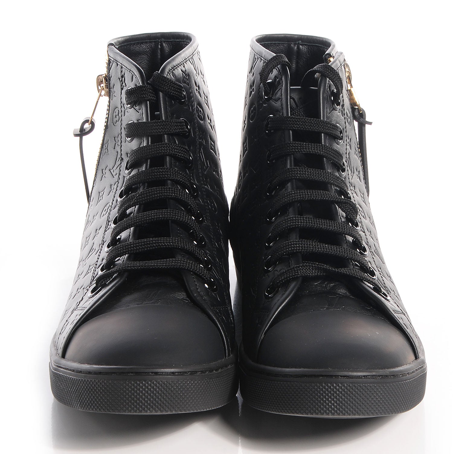 Louis Vuitton Calfskin Monogram Embossed Punchy Sneakers 39.5 Black 2 of 8