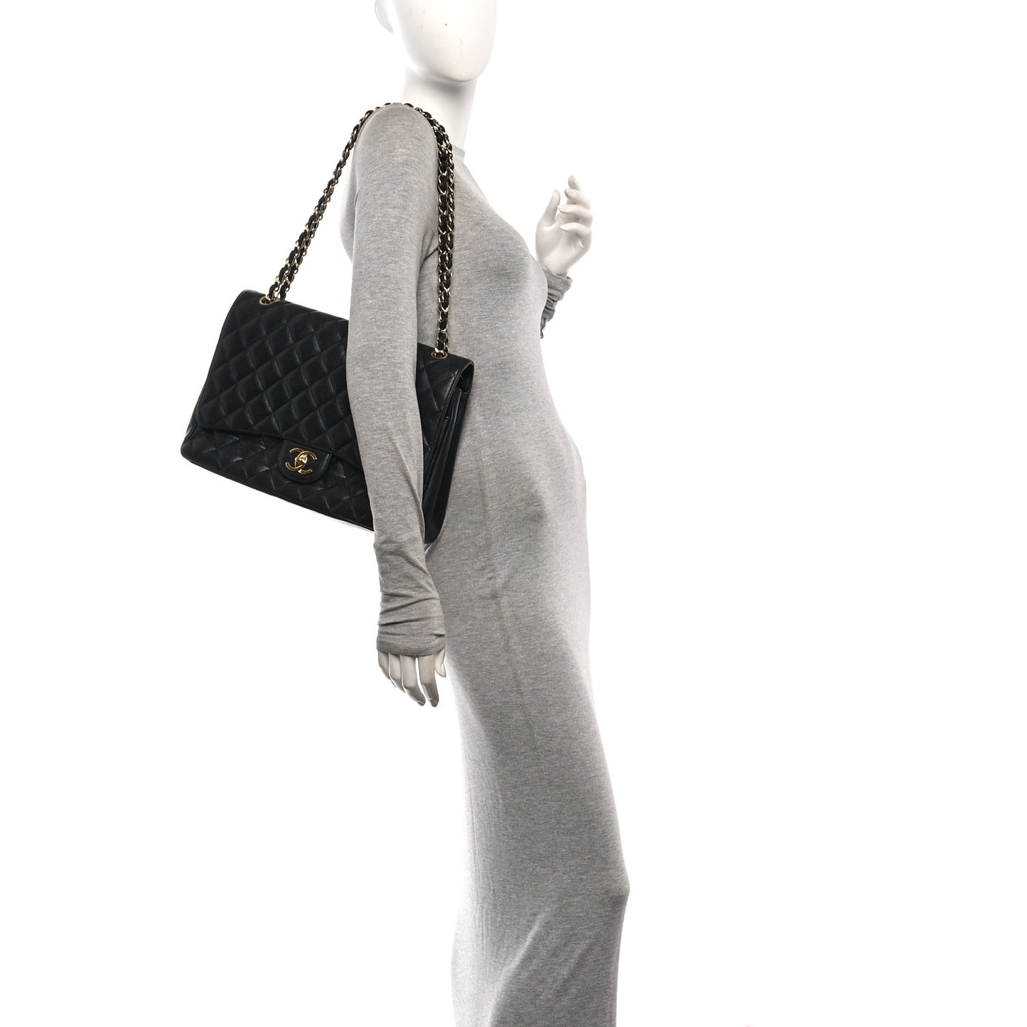 Caviar Maxi Single Flap Black