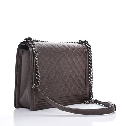 Chanel Metallic Calfskin Quilted Large Boy Flap Dark Silver 3 of 12