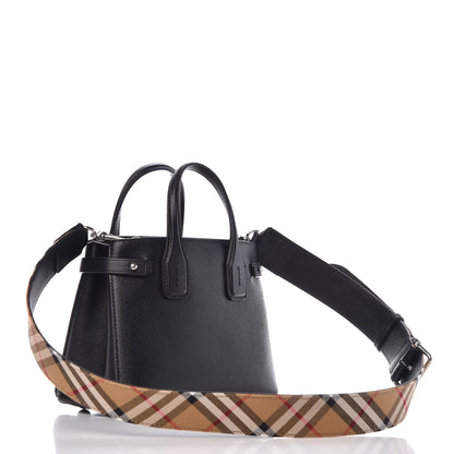 Burberry Grainy Calfskin House Check Baby Banner Tote Black 15 of 19