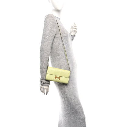 Hermes Matte Alligator Constance Long Wallet To Go Jaune Bourgeon 2 of 11