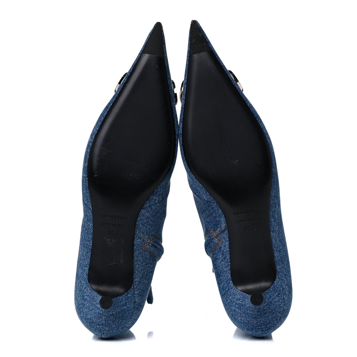 Denim BB Pointy Toe Ankle Booties 35.5 Light Bleu