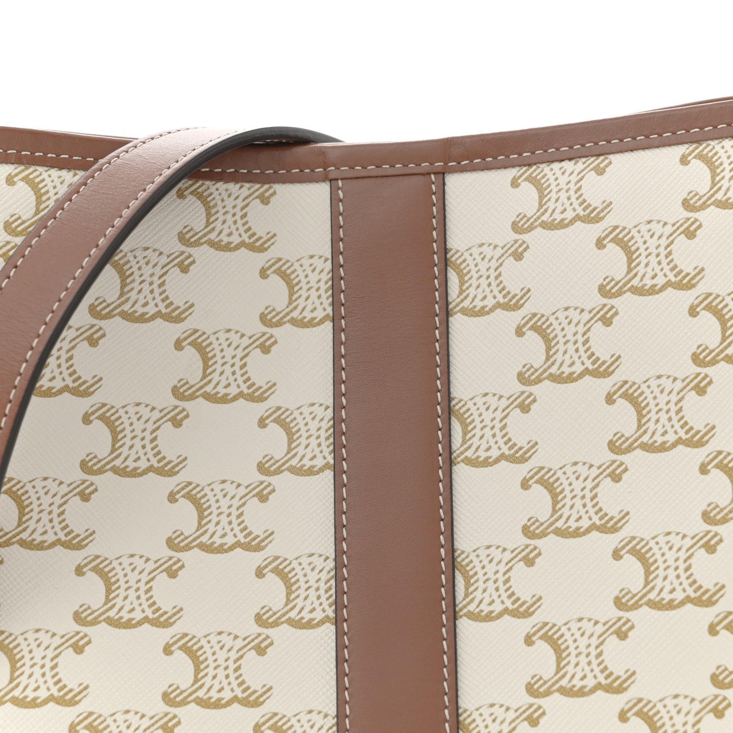 Triomphe Canvas Calfskin Small Bucket Bag White