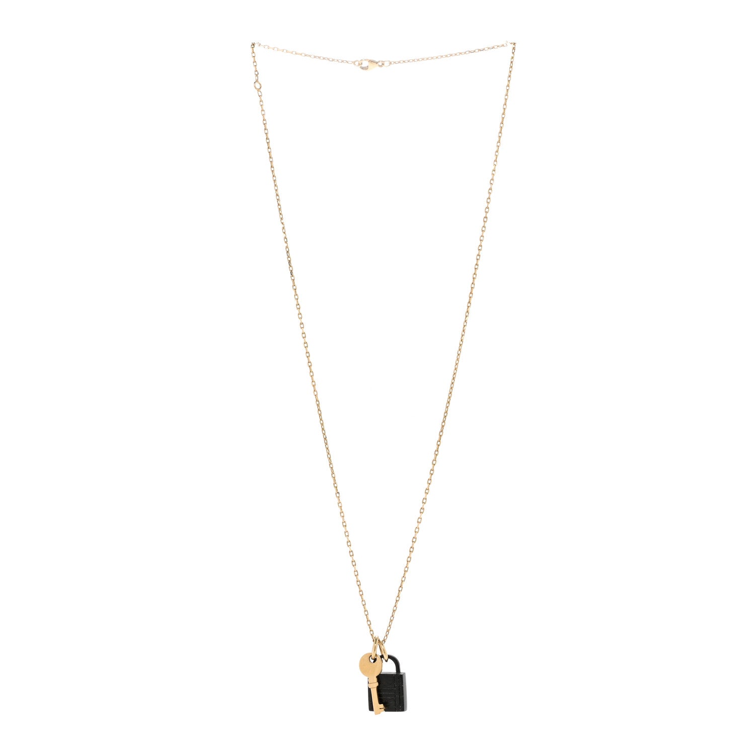 Hermes Permabrass Buffalo Horn Amulette Padlock PM Pendant Necklace 3 of 7