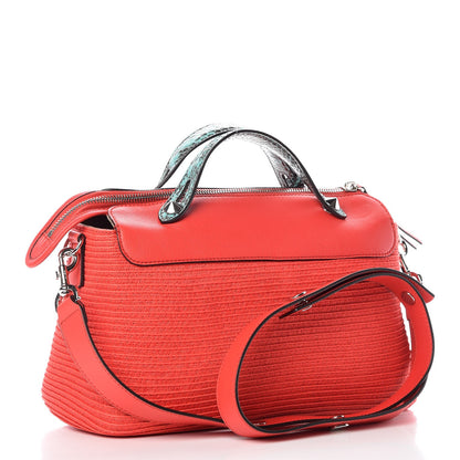 Fendi Straw Paper Vitello Dolce Elaphe Medium By The Way Boston Bag Corallo Antigua 4 of 8