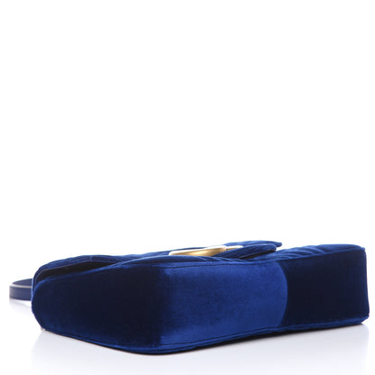 Gucci Velvet Matelasse Medium GG Marmont Shoulder Bag Cobalt Blue 4 of 10