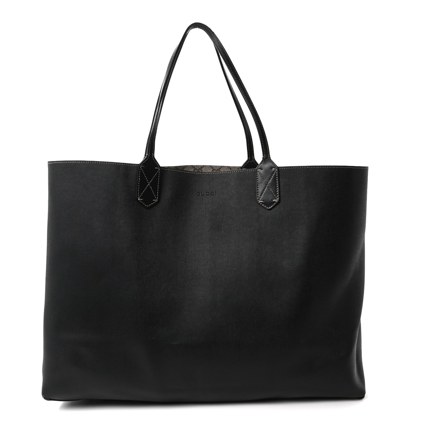 GG Supreme Monogram Large Reversible Tote Beige Black