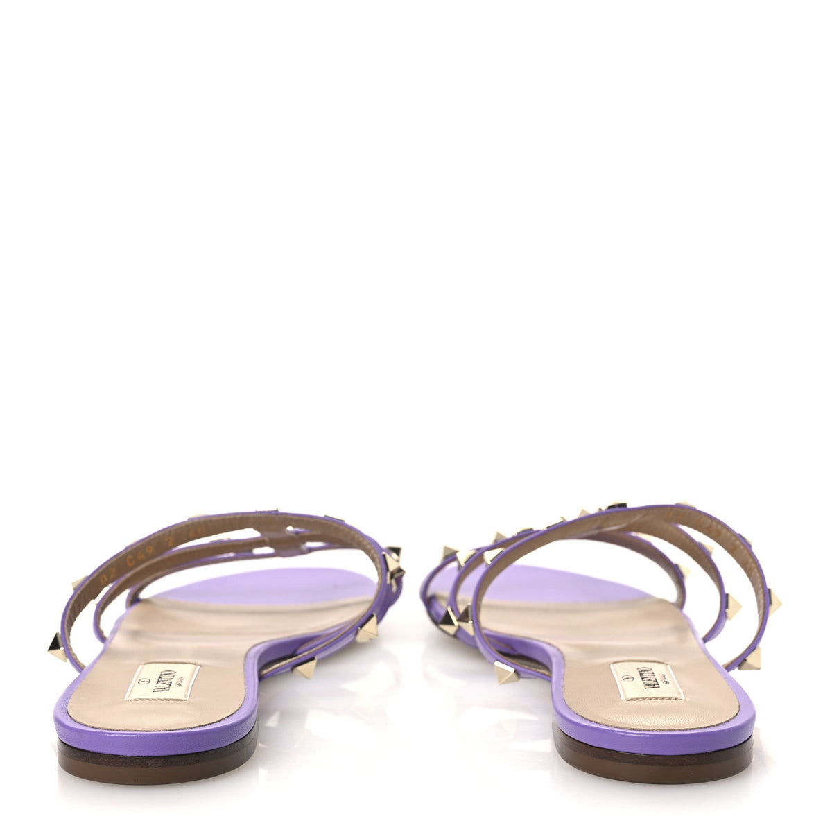 Nappa Rockstud Caged Flat Slide Sandals 40 Glicine